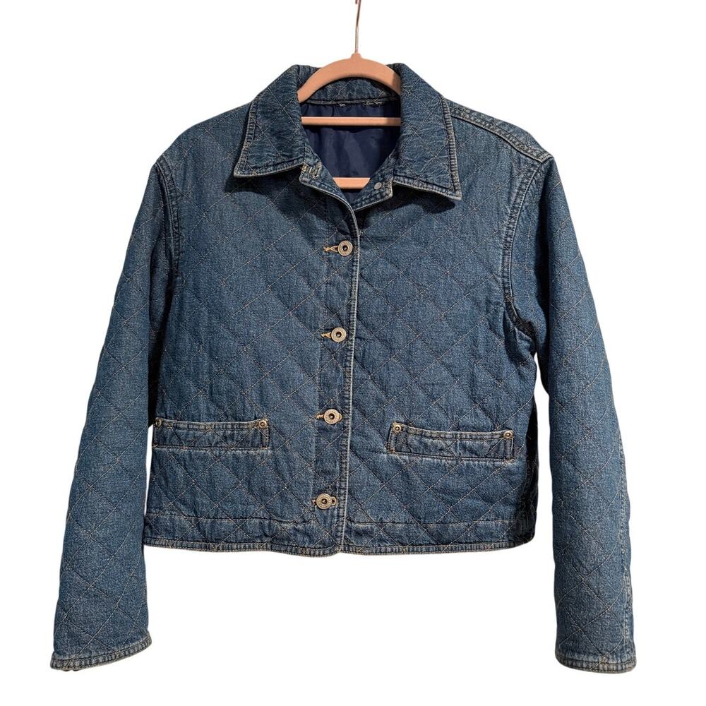 [Vintage] Lizwear Quilted Denim Cropped Jacket - Size M